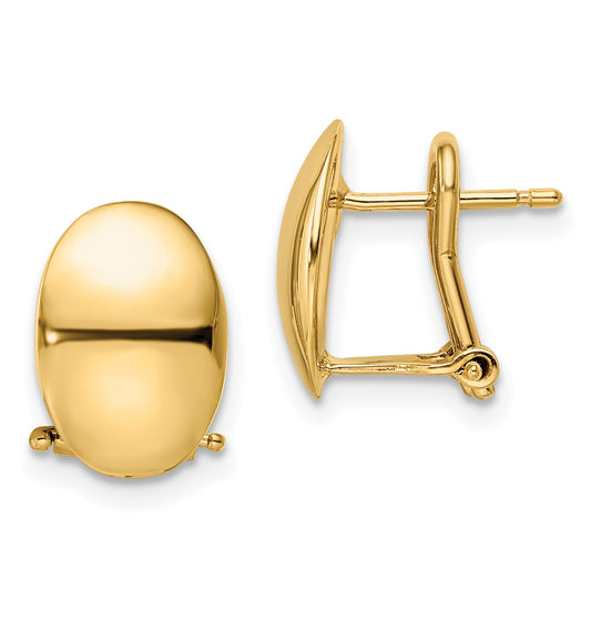 14K Yellow Gold Polished Omega Back Earrings