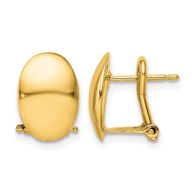 14K Yellow Gold Polished Omega Back Earrings