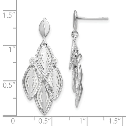 14K White Gold Polished D/C Post Dangle Chandelier Earrings