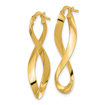 14K Yellow Gold Polished Left And Right Eternity Hoop Earrings