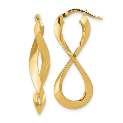 14K Yellow Gold Polished Left And Right Eternity Hoop Earrings