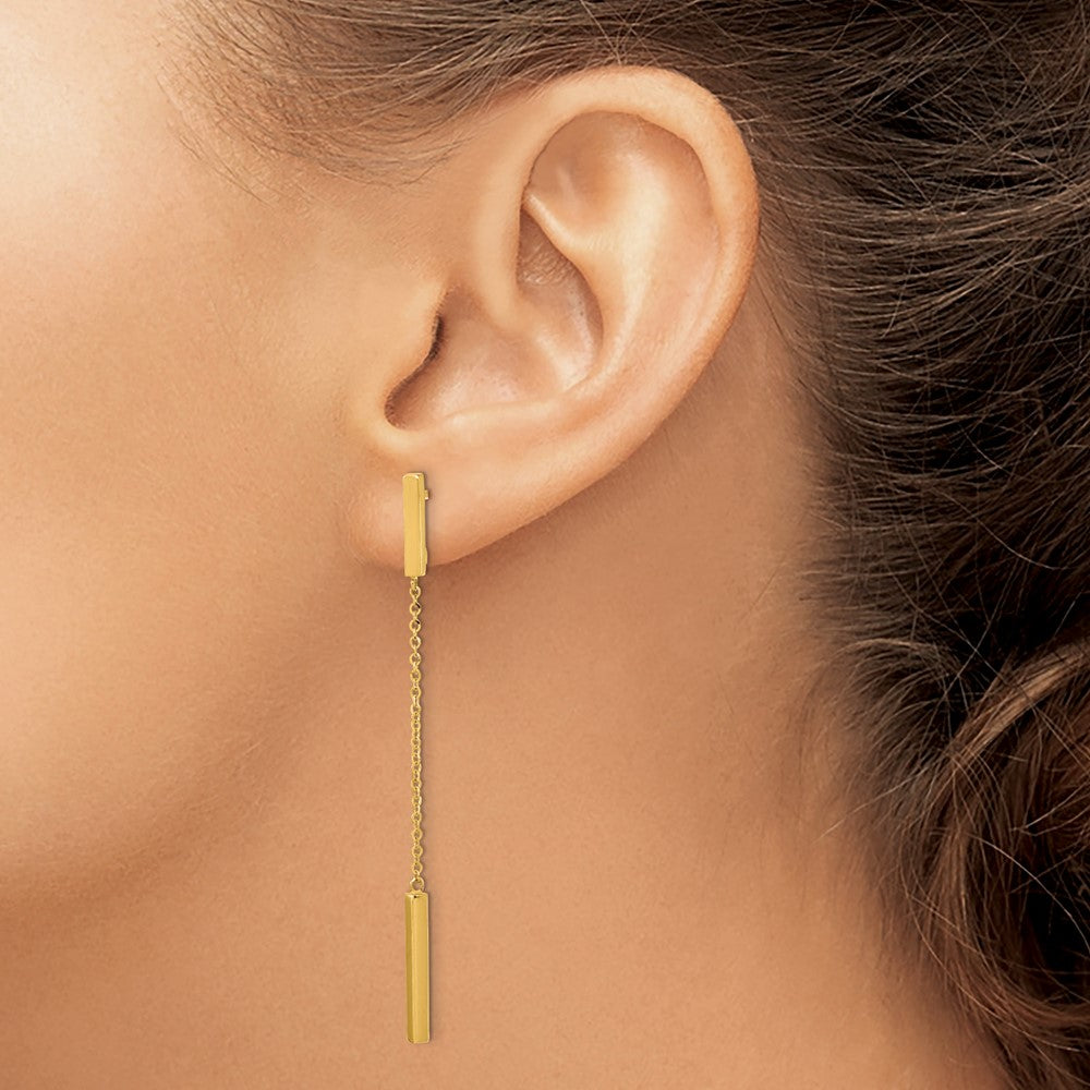 14K Yellow Gold Polished Post Dangle Earrings
