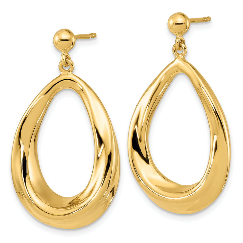 14K Yellow Gold Polished Post Dangle Earrings