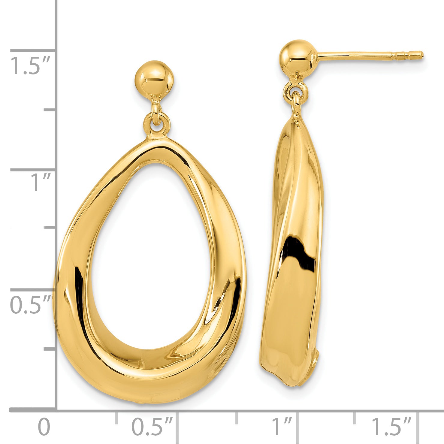 14K Yellow Gold Polished Post Dangle Earrings