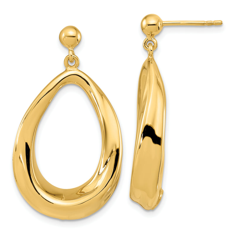 14K Yellow Gold Polished Post Dangle Earrings