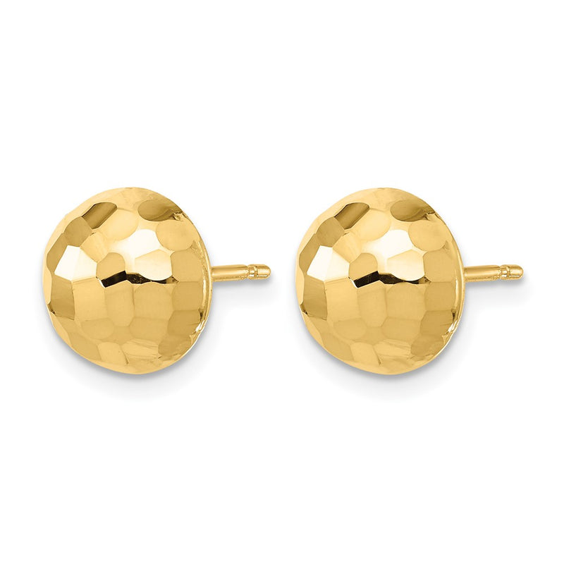 14K Yellow Gold Polished D/C 10mm Button Post Earrings