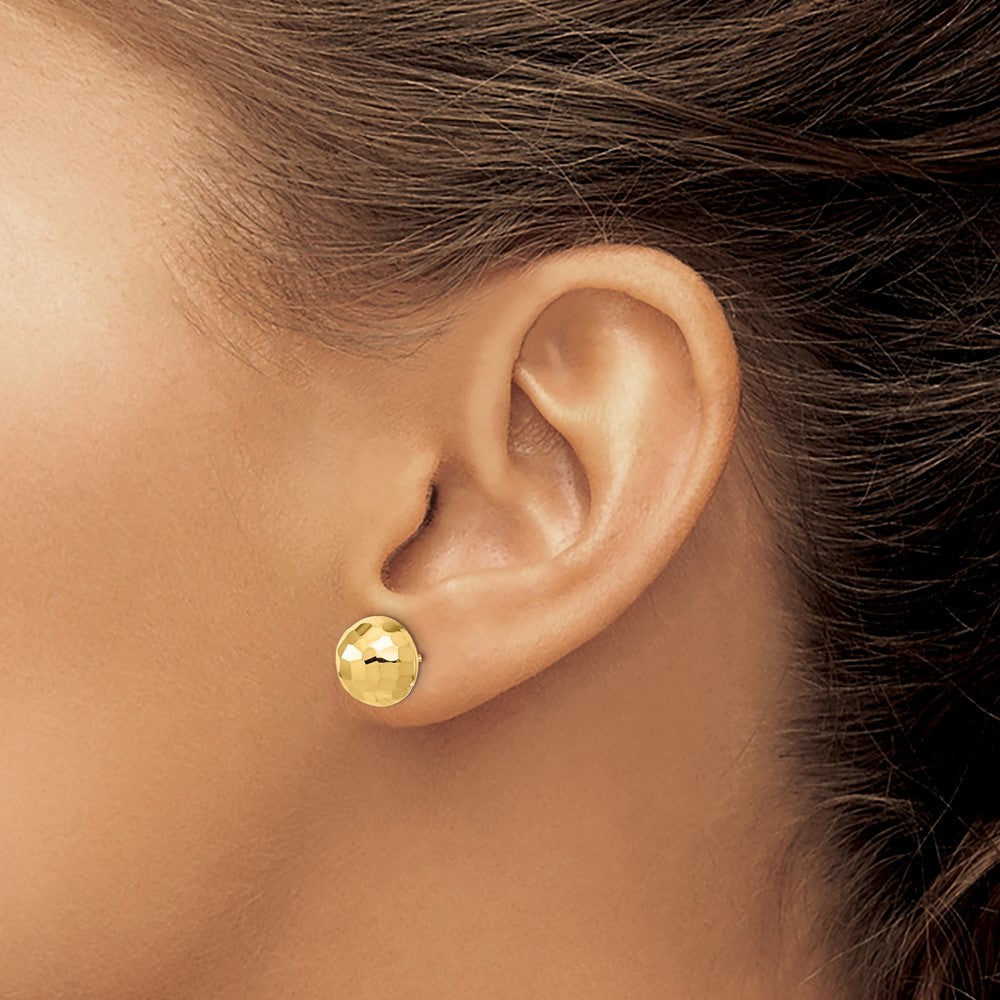 14K Yellow Gold Polished D/C 10mm Button Post Earrings