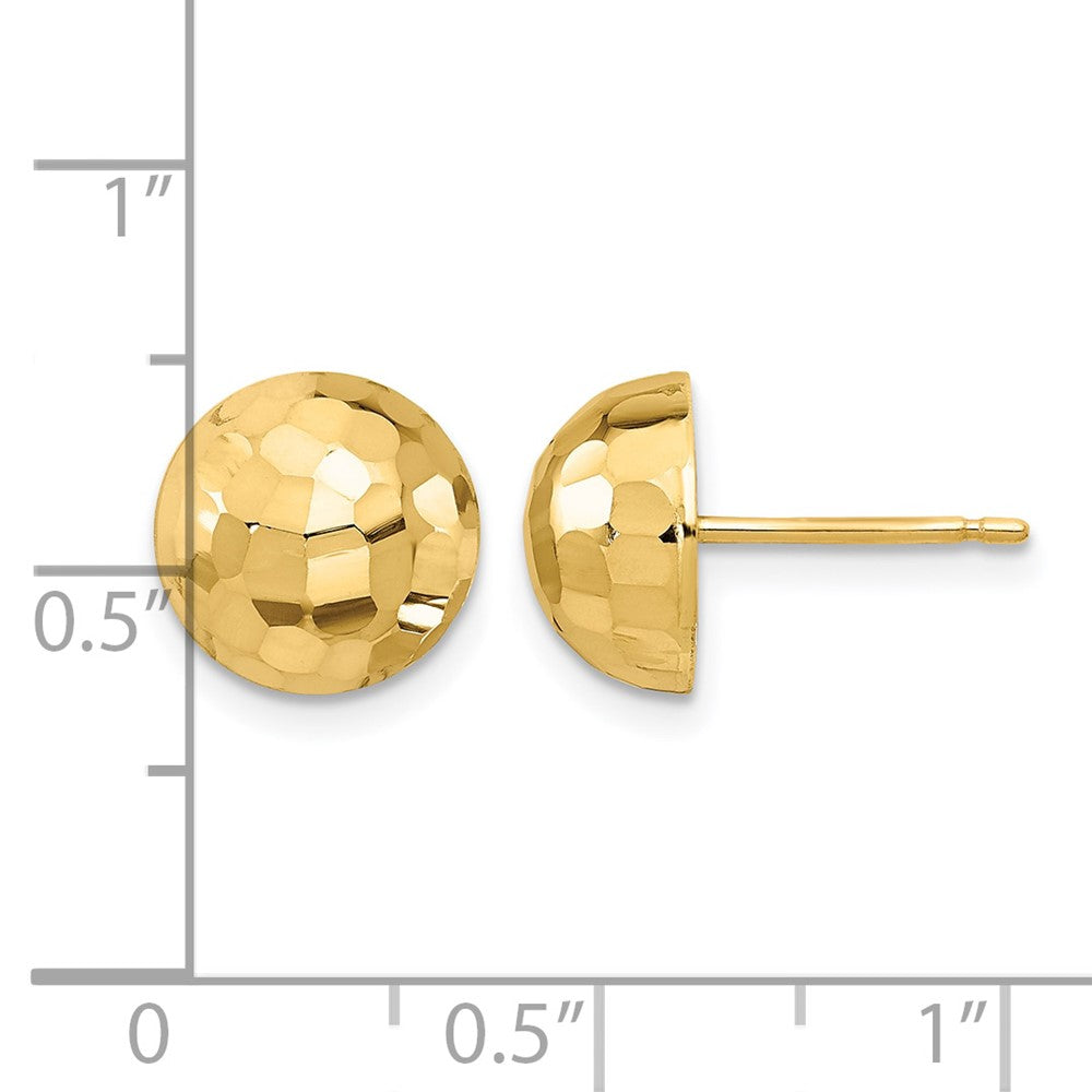 14K Yellow Gold Polished D/C 10mm Button Post Earrings