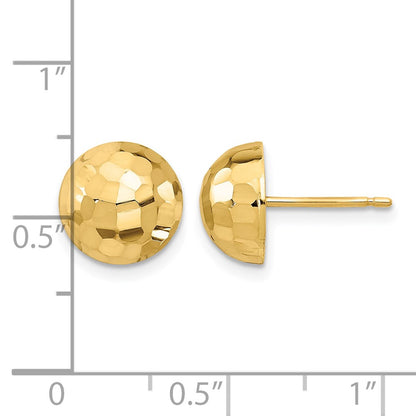 14K Yellow Gold Polished D/C 10mm Button Post Earrings