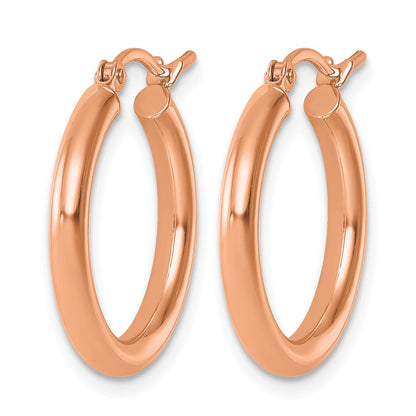 14K Rose Gold Polished 2.5mm Lightweight Tube Hoop Earrings