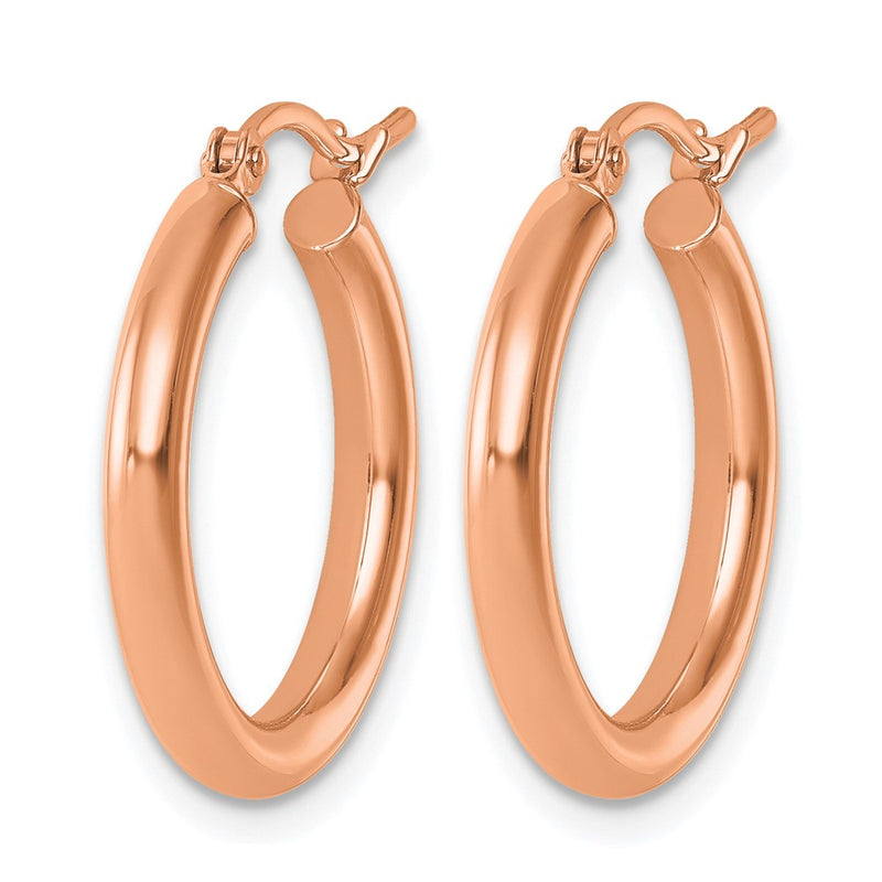 14K Rose Gold Polished 2.5mm Lightweight Tube Hoop Earrings