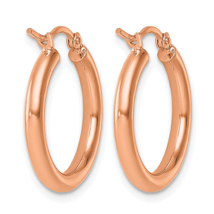 14K Rose Gold Polished 2.5mm Lightweight Tube Hoop Earrings