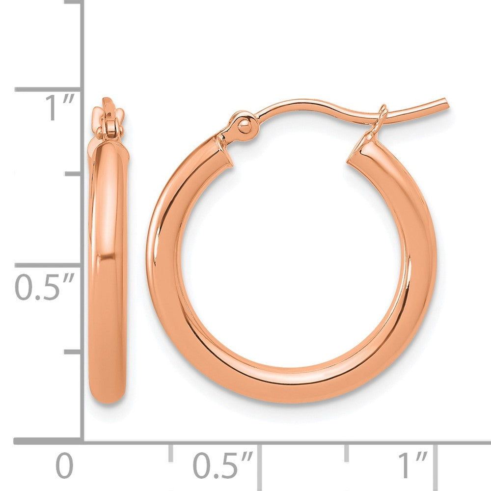 14K Rose Gold Polished 2.5mm Lightweight Tube Hoop Earrings