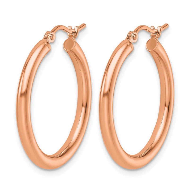 14K Rose Gold Polished 2.5mm Lightweight Tube Hoop Earrings