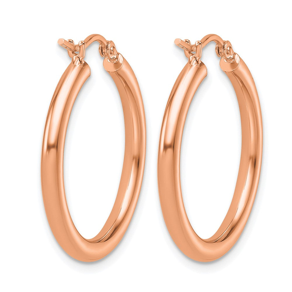 14K Rose Gold Polished 2.5mm Lightweight Tube Hoop Earrings