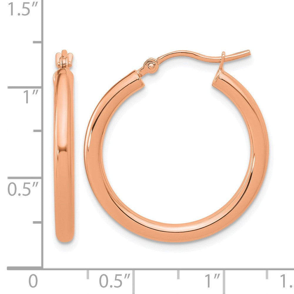 14K Rose Gold Polished 2.5mm Lightweight Tube Hoop Earrings