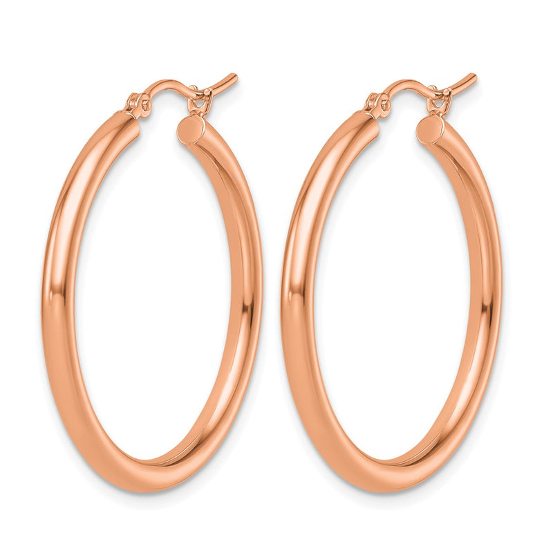14K Rose Gold Polished 2.5mm Lightweight Tube Hoop Earrings