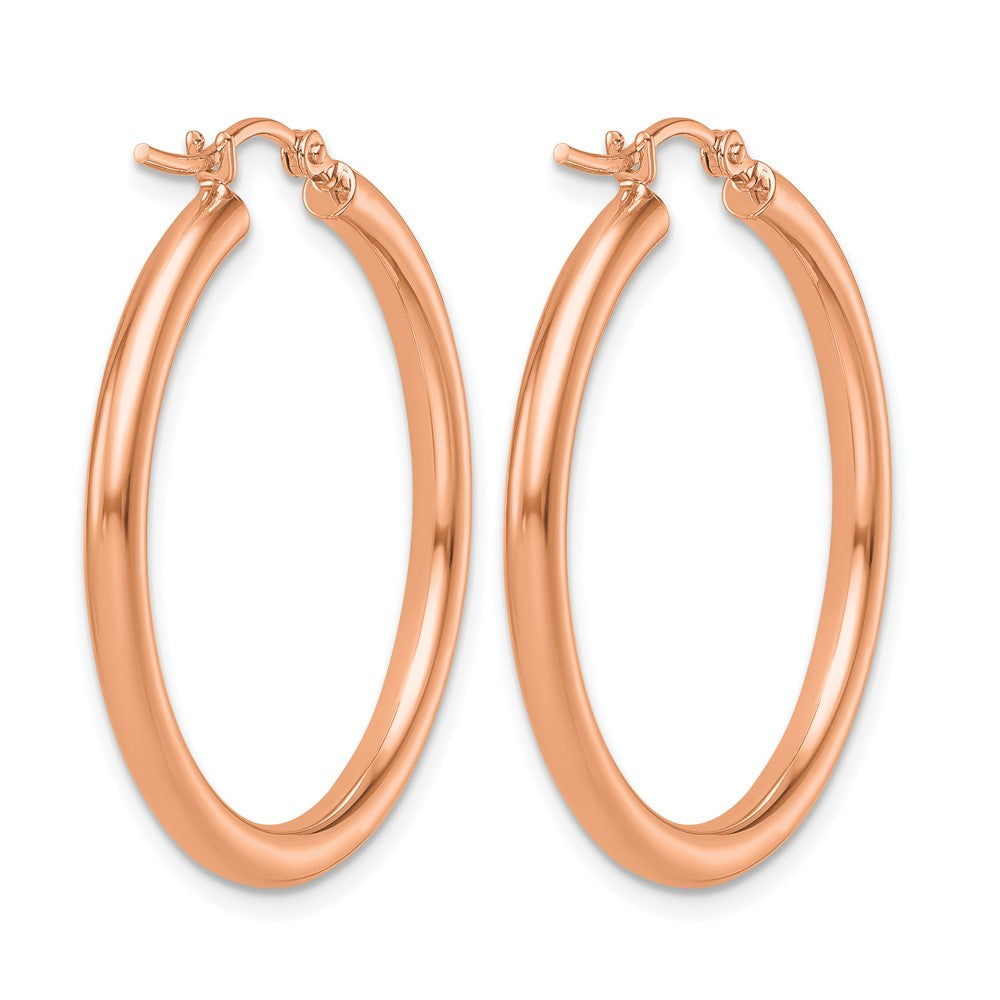 14K Rose Gold Polished 2.5mm Lightweight Tube Hoop Earrings