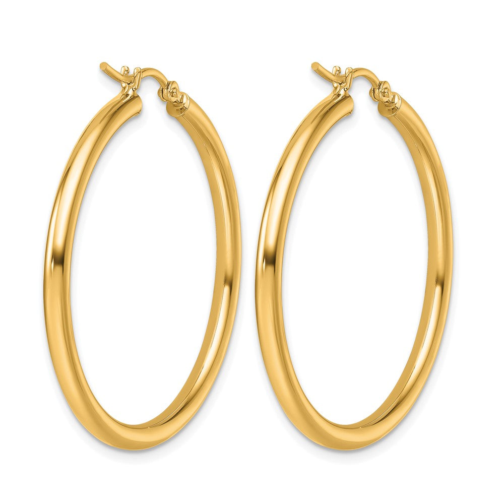 14K Yellow Gold Polished 2.5mm Lightweight Tube Hoop Earrings