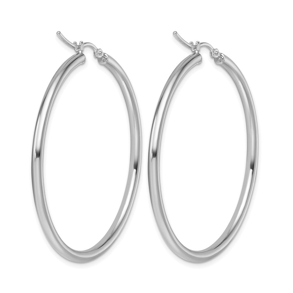14K White Gold Polished 2.5mm Lightweight Tube Hoop Earrings