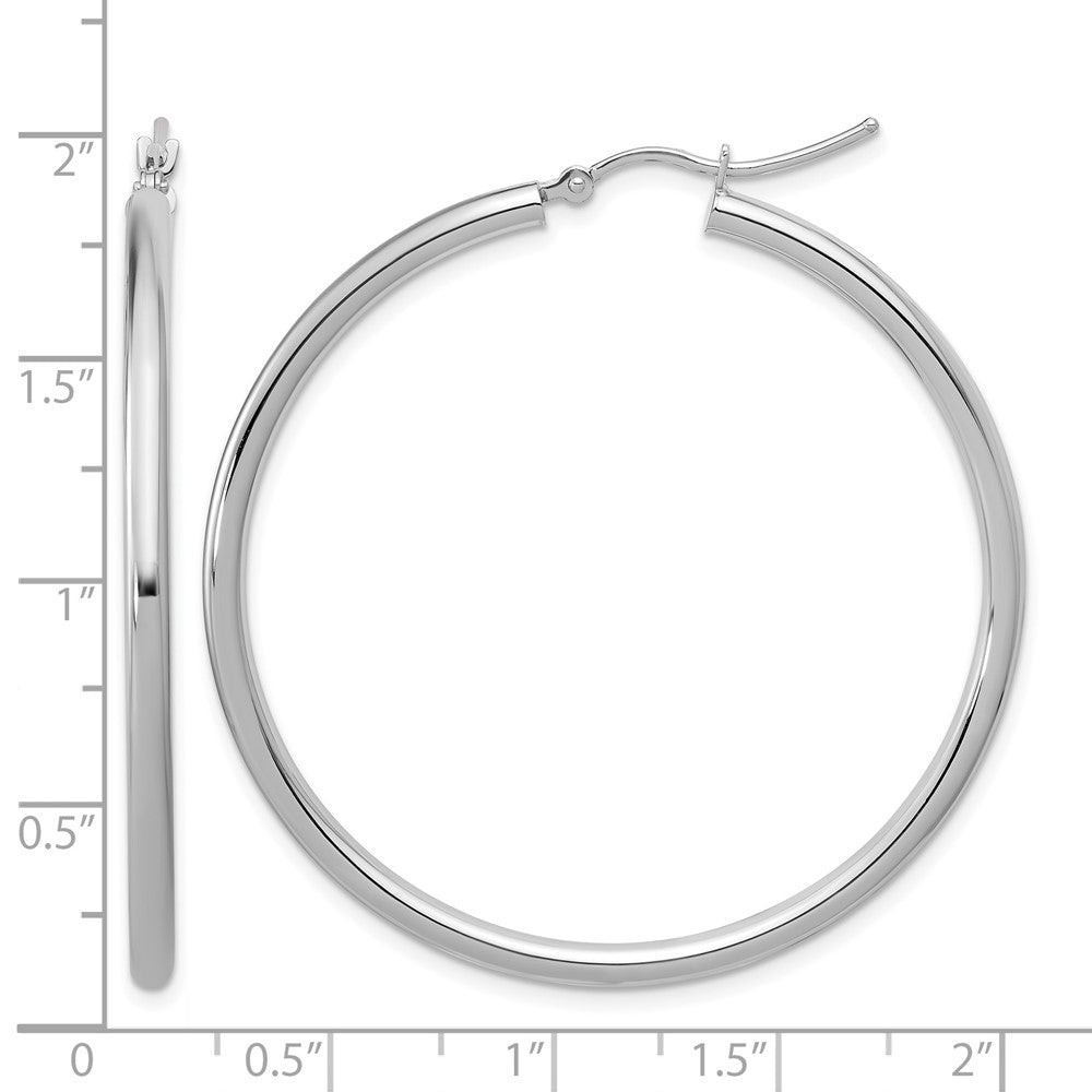 14K White Gold Polished 2.5mm Lightweight Tube Hoop Earrings