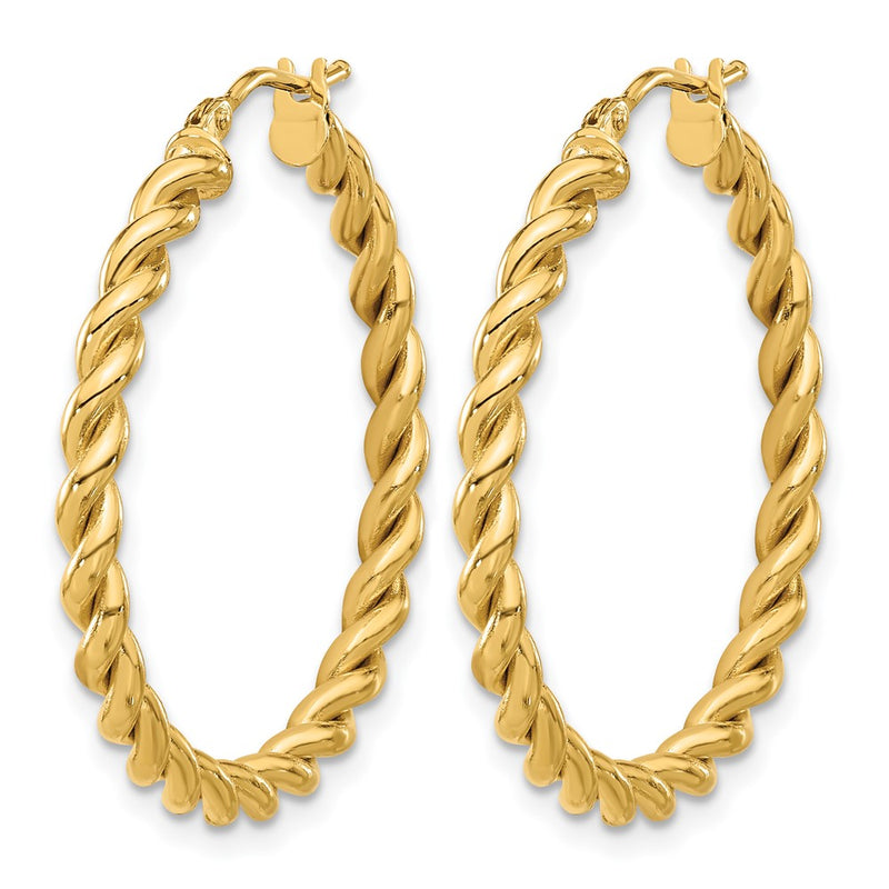 14K Yellow Gold Polished Twist Hoop Earrings