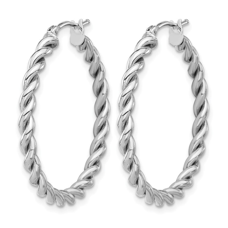 14K Yellow & Rhodium White Rh Plating Polished Twist Hoop Earrings