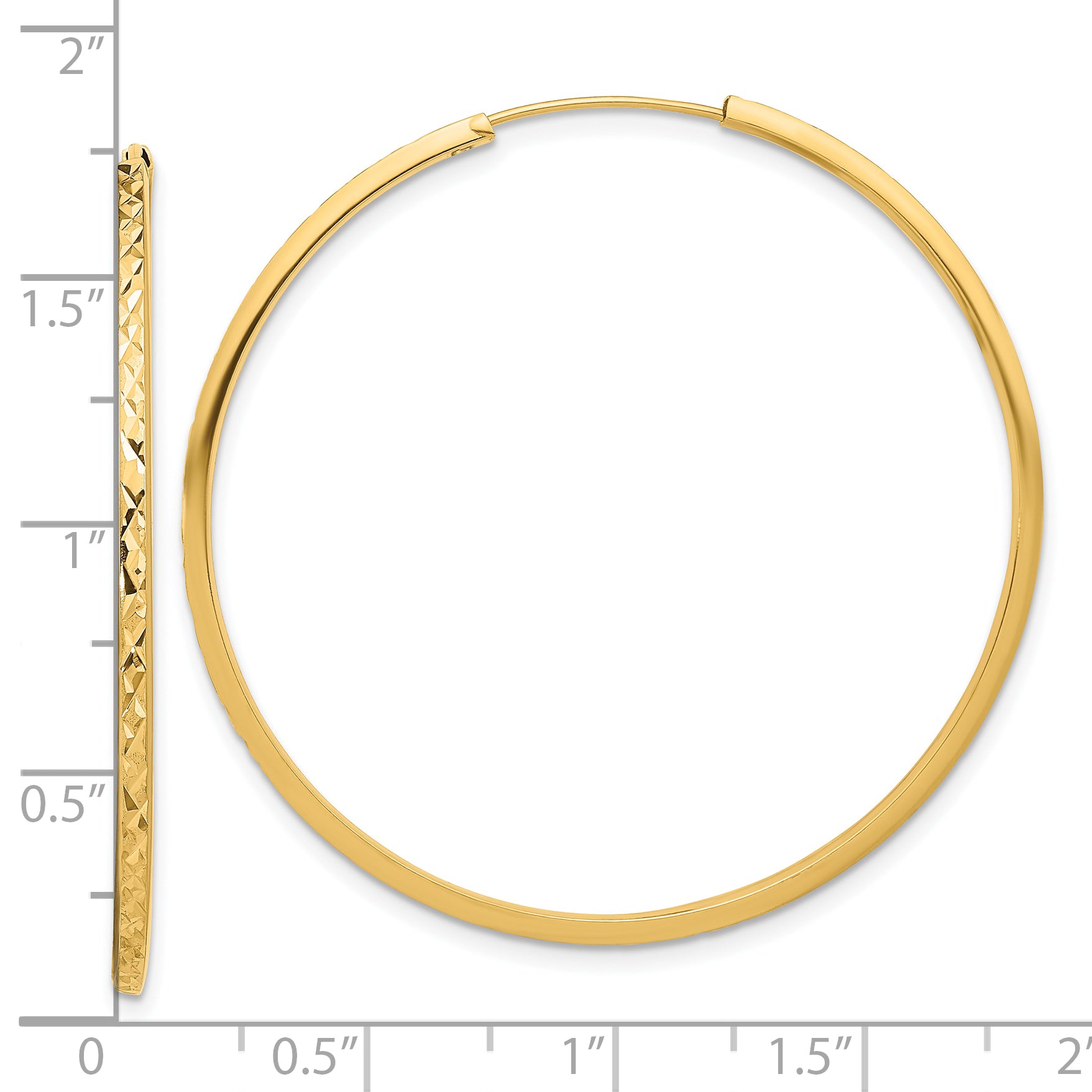 14K Yellow Gold Diamond Cut Endless Hoop Earrings