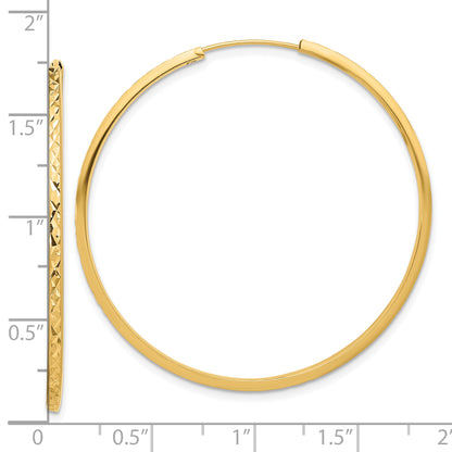 14K Yellow Gold Diamond Cut Endless Hoop Earrings