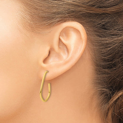 14K Yellow Gold Polished Geometric Shaped J Hoop Post Earrings