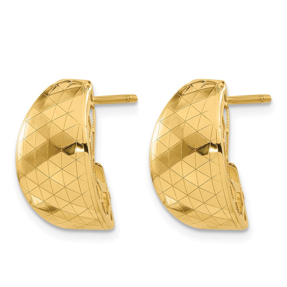 14K Yellow Gold Polished and Textured Earrings