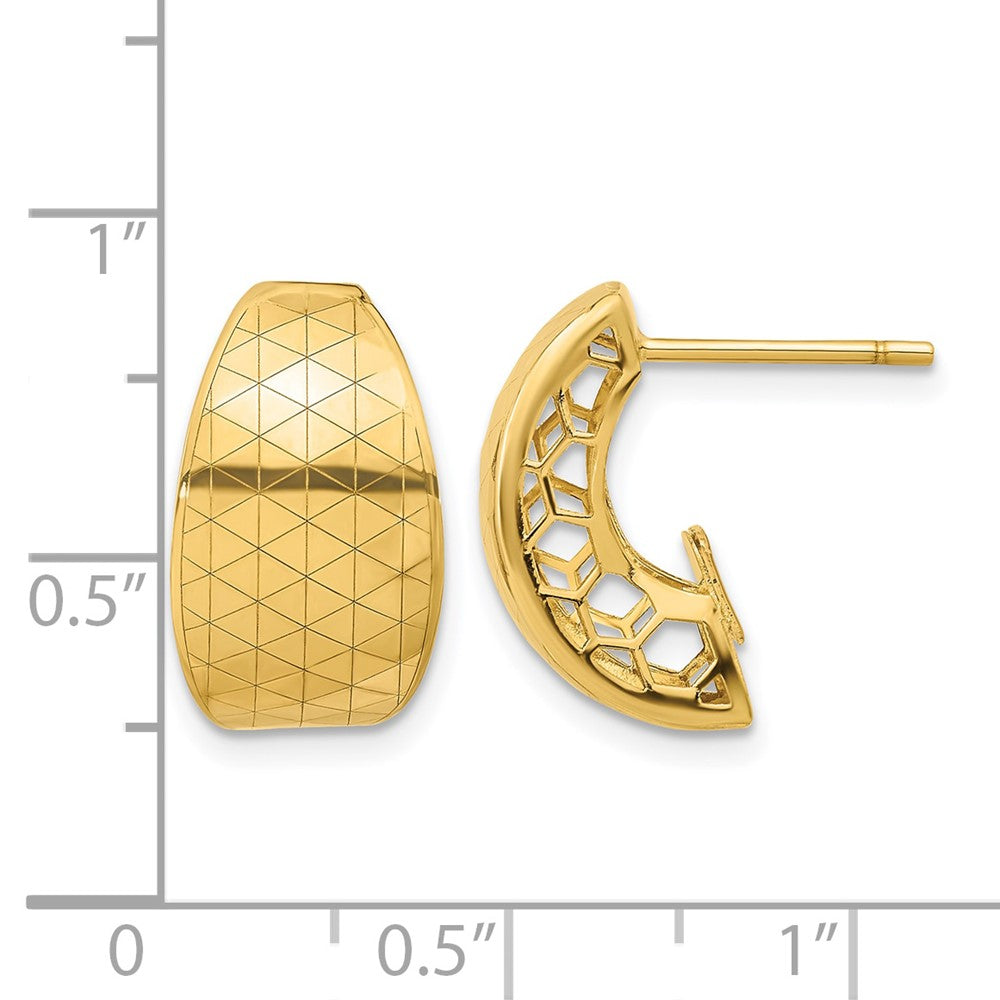 14K Yellow Gold Polished and Textured Earrings