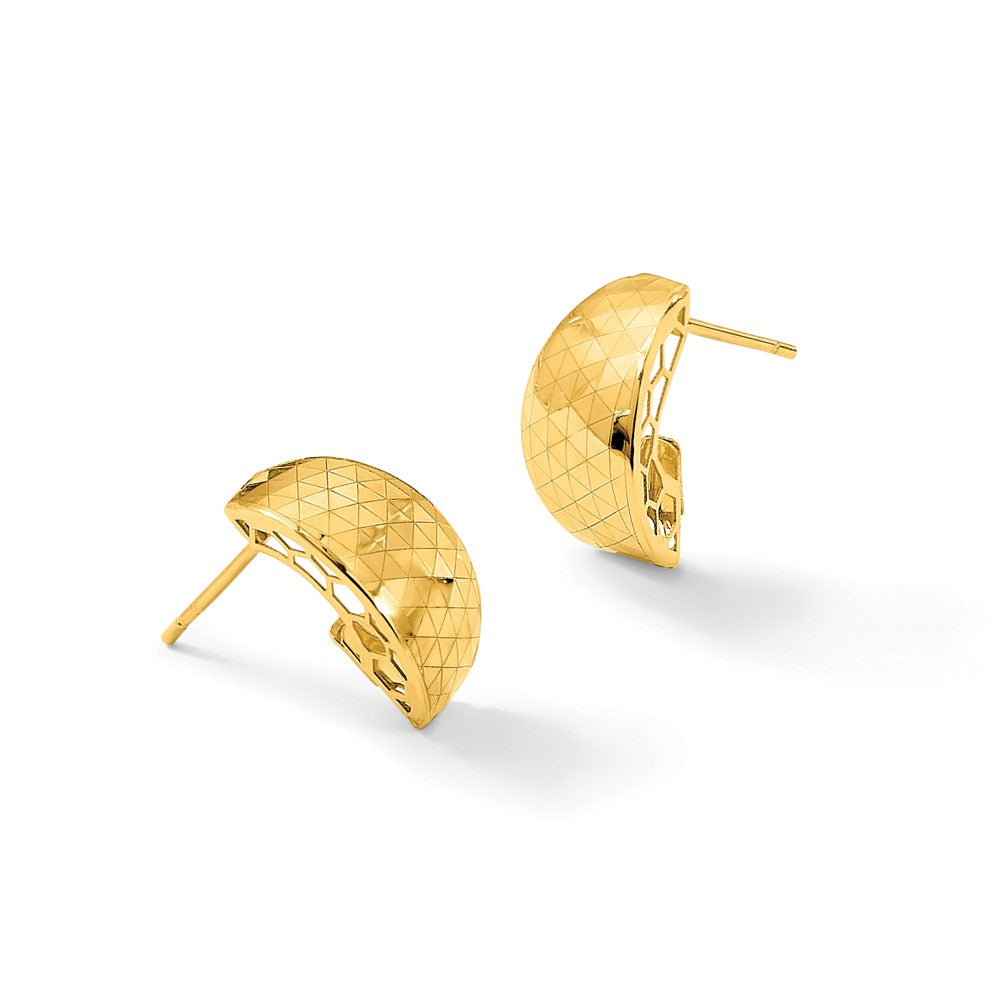 14K Yellow Gold Polished and Textured Earrings