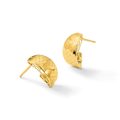 14K Yellow Gold Polished and Textured Earrings