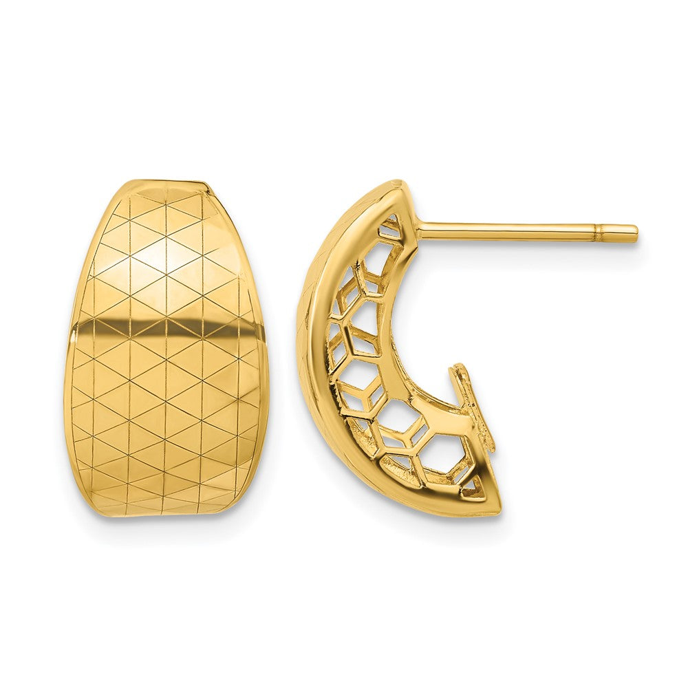 14K Yellow Gold Polished and Textured Earrings