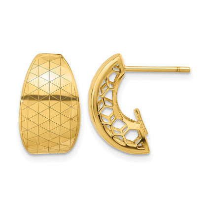 14K Yellow Gold Polished and Textured Earrings