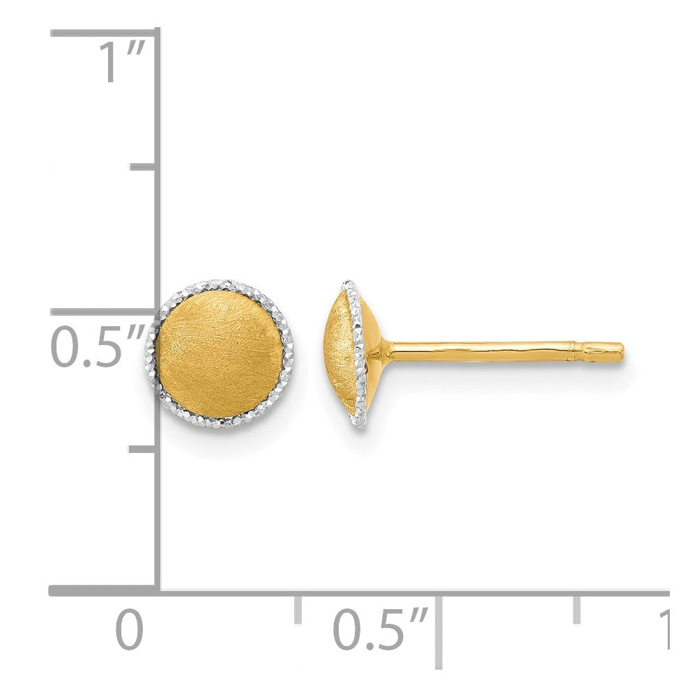14K Two Tone With White Gold Accent Brushed Post Earrings