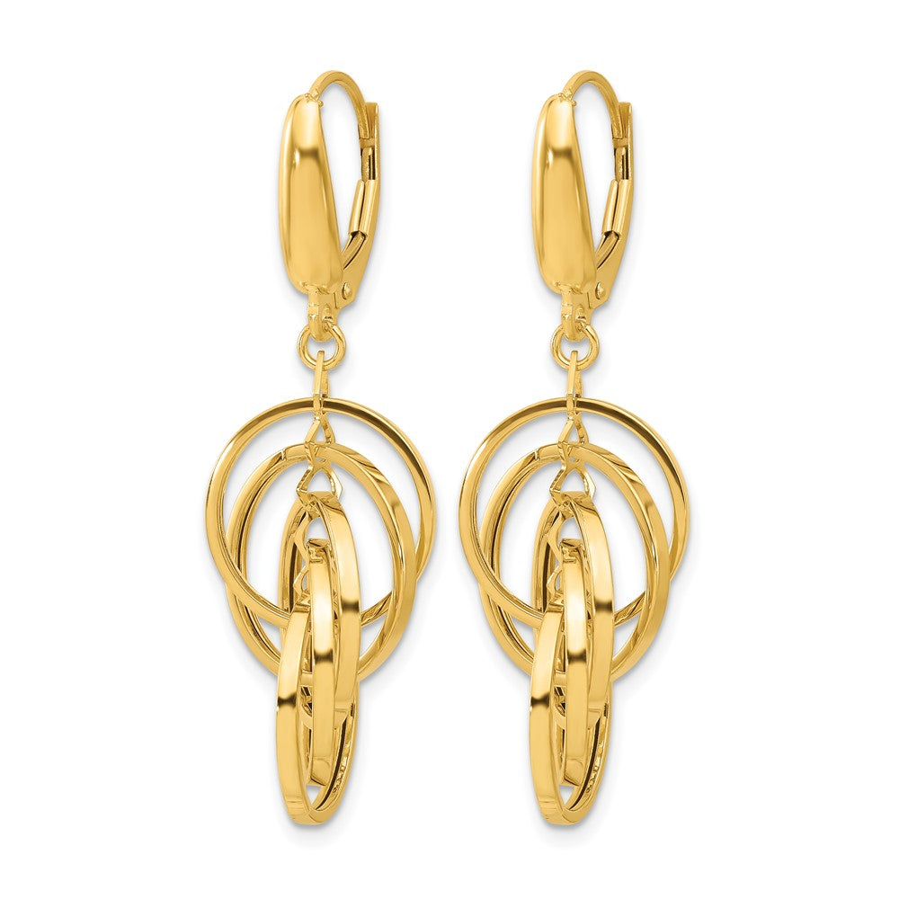 14K Yellow Gold Polished Circles Dangle Earrings
