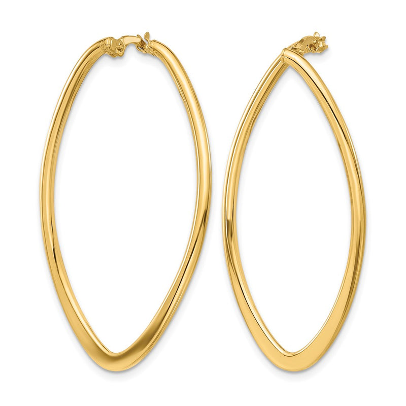 14K Yellow Gold Polished Oval Hoop Earrings