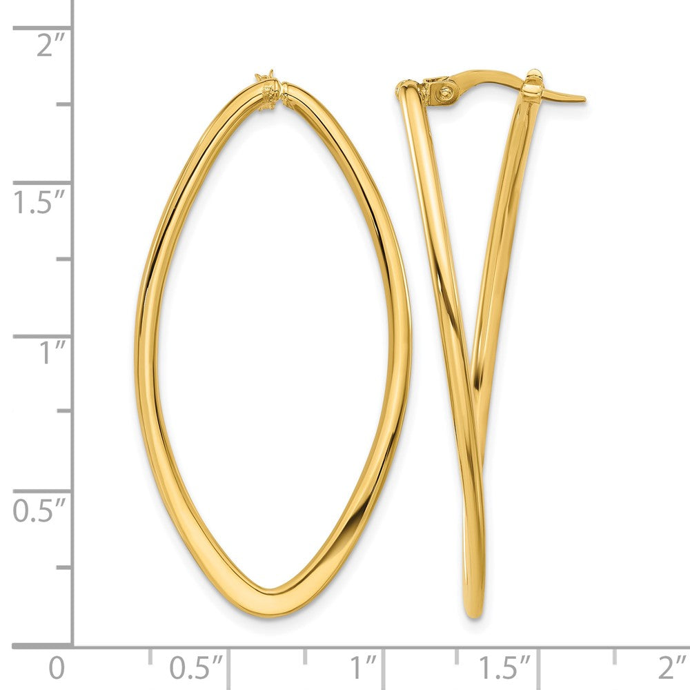 14K Yellow Gold Polished Oval Hoop Earrings