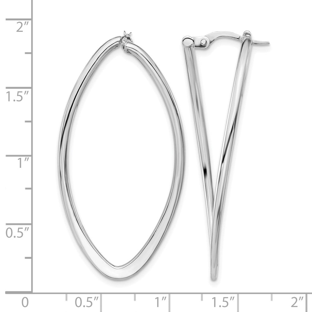 14K Yellow & Rhodium W/ White Plating Polished Oval Hoop Earrings