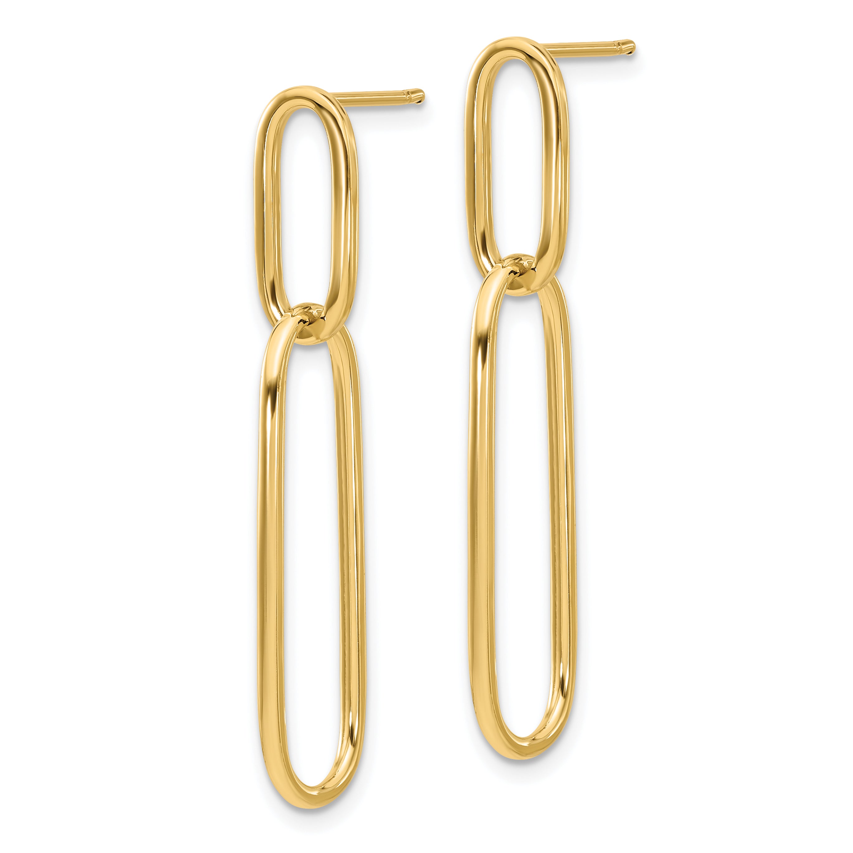 14K Yellow Gold Polished Post Drop Earrings