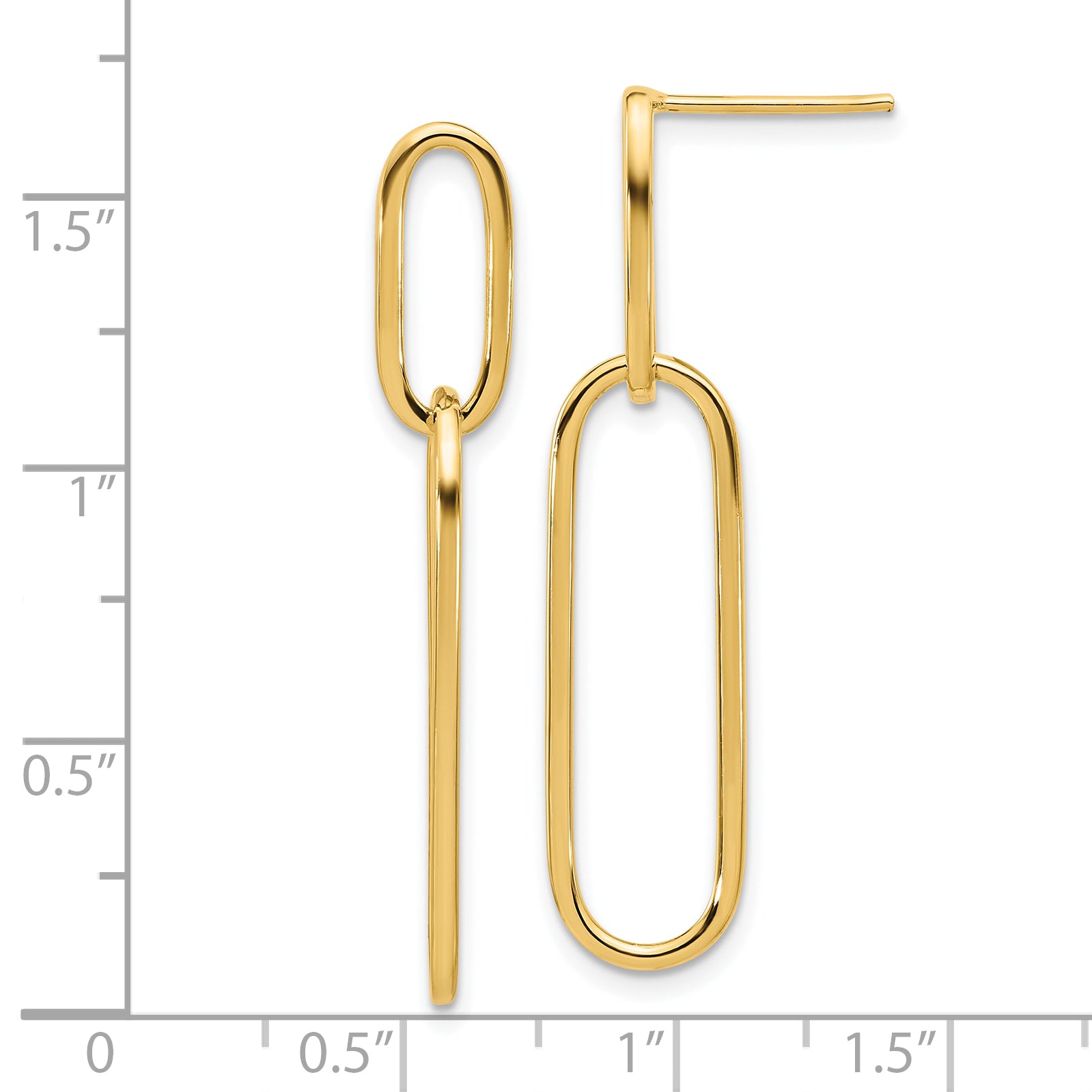 14K Yellow Gold Polished Post Drop Earrings