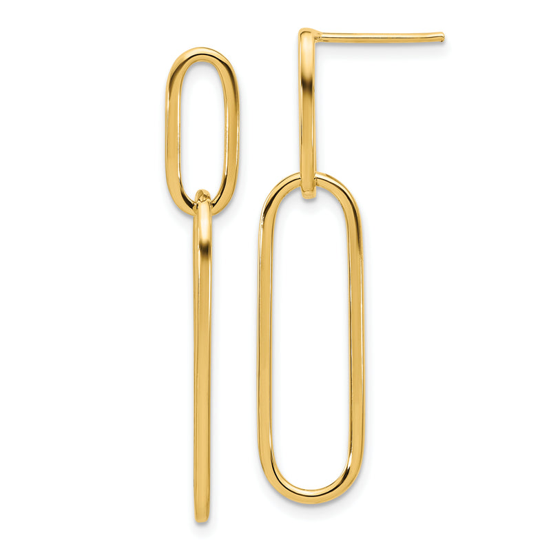14K Yellow Gold Polished Post Drop Earrings