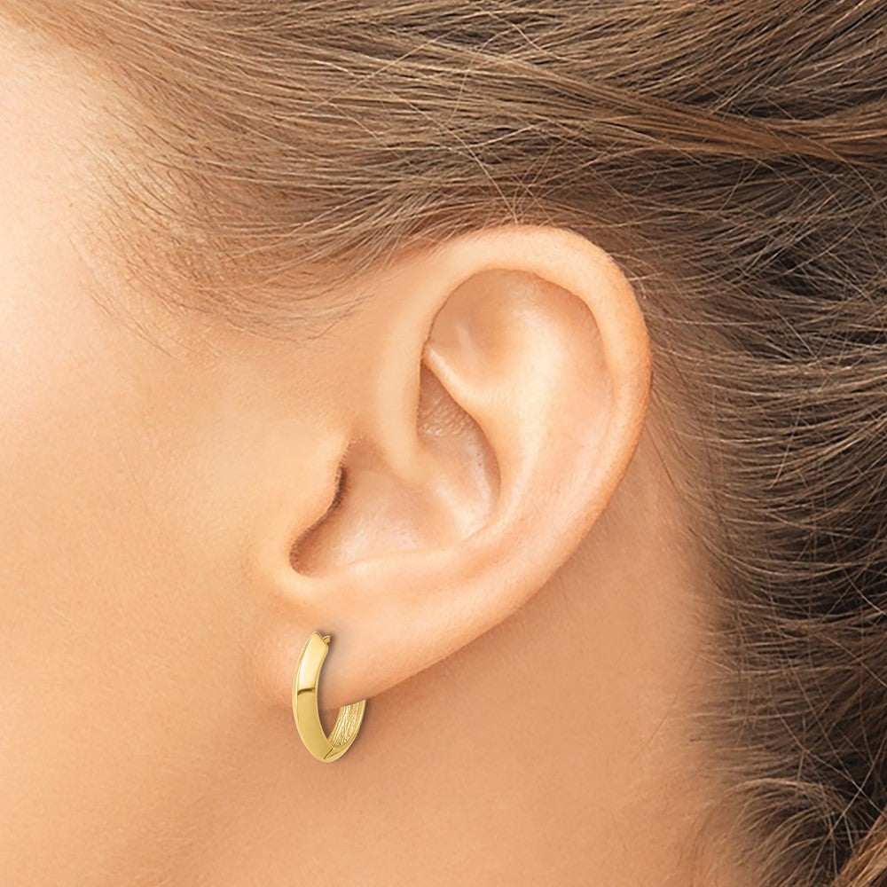 14K Yellow Gold Polished Hinged Huggie Earrings
