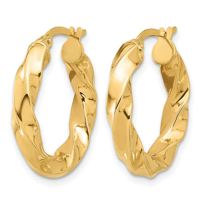 14K Yellow Gold Polished Twisted Hoop Earrings