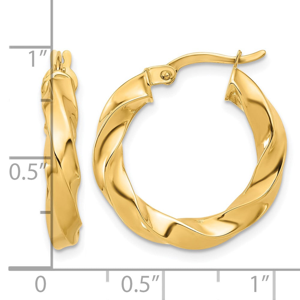 14K Yellow Gold Polished Twisted Hoop Earrings