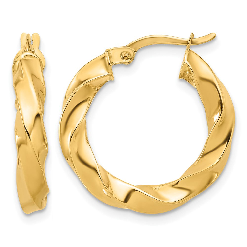 14K Yellow Gold Polished Twisted Hoop Earrings