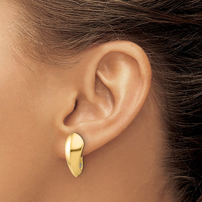 14K Yellow Gold Polished Omega Back Earrings