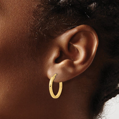 14K Yellow Gold Diamond Cut Hoop Earrings